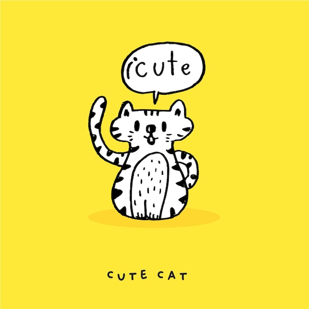 Diseño vectorial de dibujos animados de gatos dibujados a mano de gatos Ilustración vectorial ilustrada de gatos