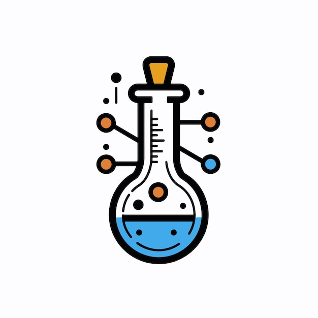 Vector diseño vectorial de dibujos artísticos de icono de dibujes animados para frascos de laboratorio y vasos de vidrio