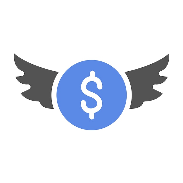 Diseño vectorial de dinero con estilo de icono de alas