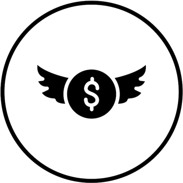 Diseño vectorial de dinero con estilo de icono de alas
