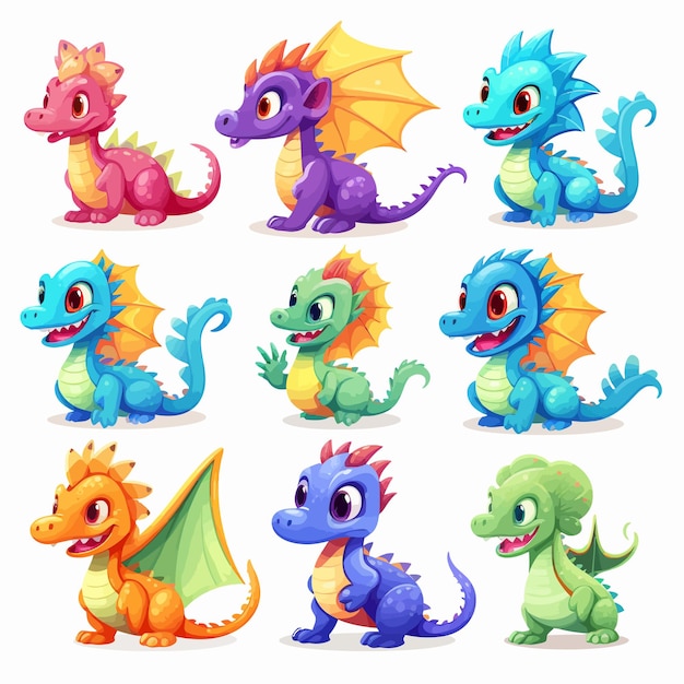 Vector diseño vectorial de dinosaurios bebés