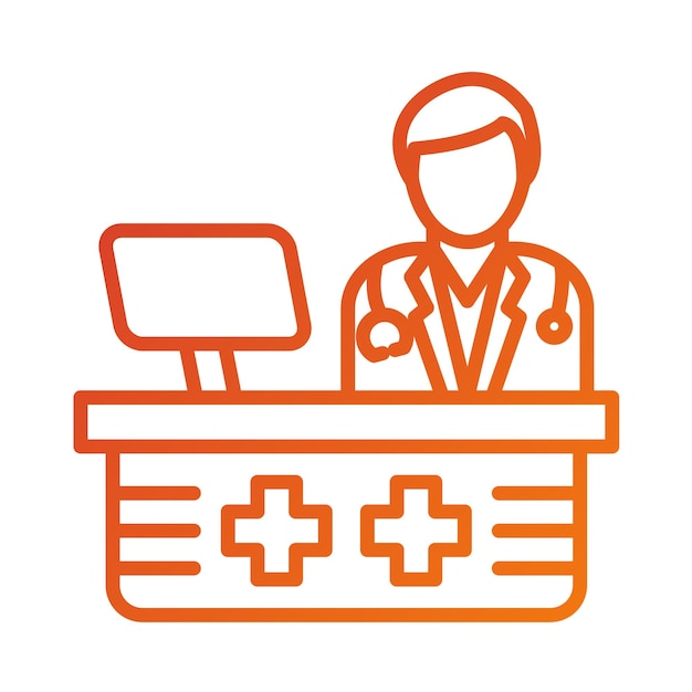 Diseño vectorial Doctor Estilo del icono de la oficina