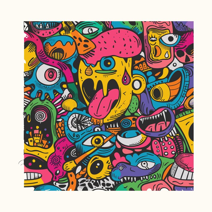 Diseño vectorial de Doodle dibujado a mano por monstruos