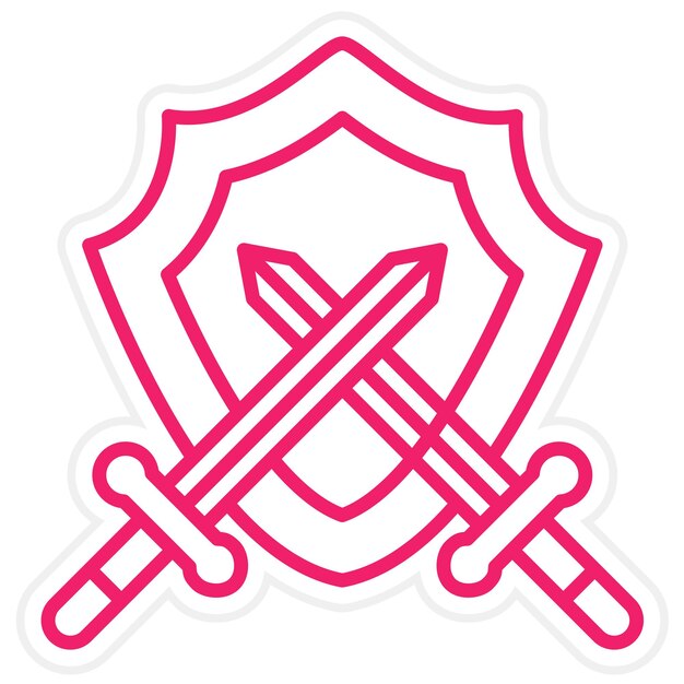 Diseño vectorial de dos espadas y un estilo de icono de escudo