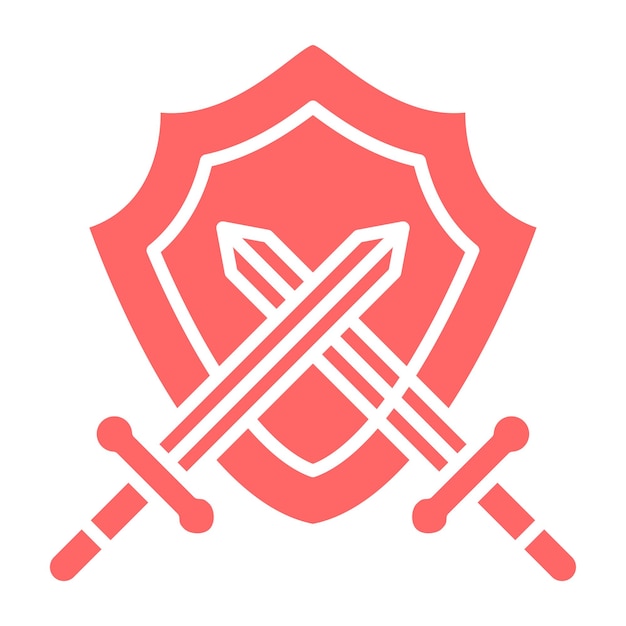 Diseño vectorial de dos espadas y un estilo de icono de escudo