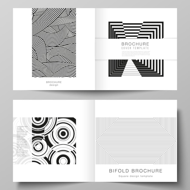 El diseño vectorial de dos plantillas de portadas para diseño cuadrado folleto bifold revista flyer folleto t ...