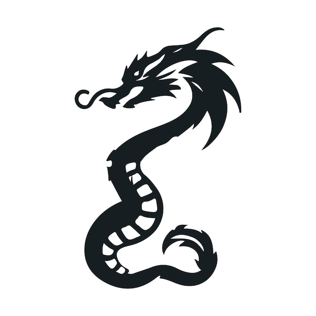 Diseño vectorial de dragón Dragón vector blanco negro Dragón vector