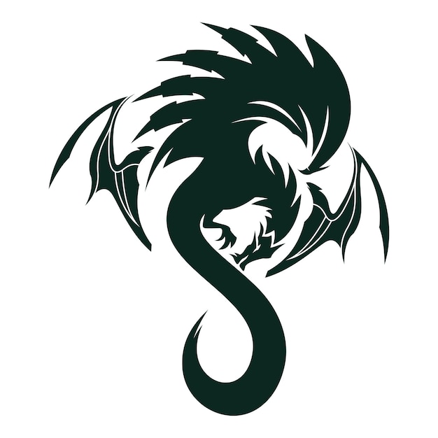 Diseño vectorial de dragón Dragón vector blanco negro Dragón vector