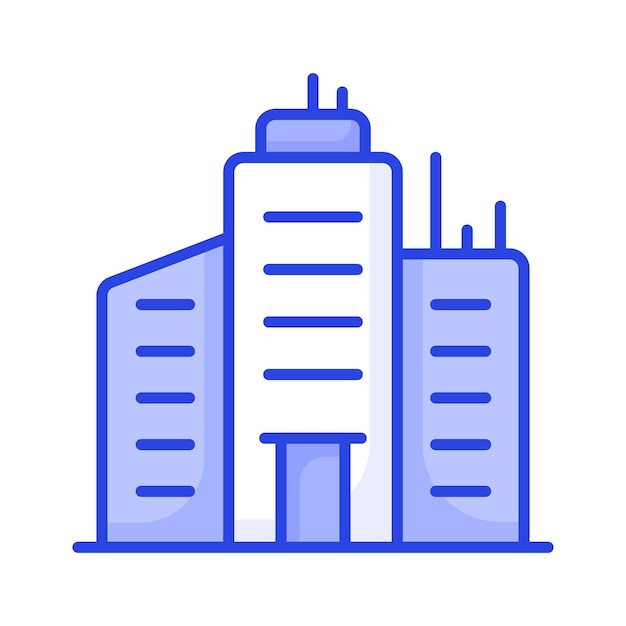 Diseño vectorial de edificios de oficinas aislados sobre un fondo blanco