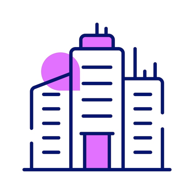 Diseño vectorial de edificios de oficinas aislados sobre un fondo blanco