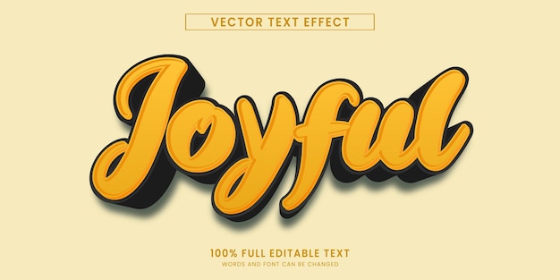 Diseño vectorial efecto de texto editable estilo de dibujos animados de texto alegre