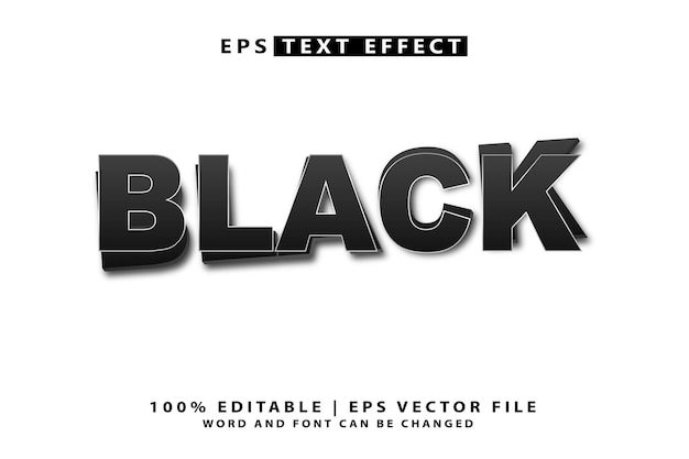 Diseño vectorial de efectos de texto editables en 3D en negro