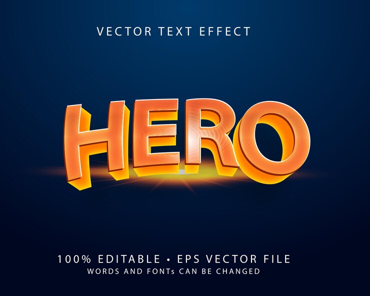 Vector diseño vectorial de efectos de texto de héroe