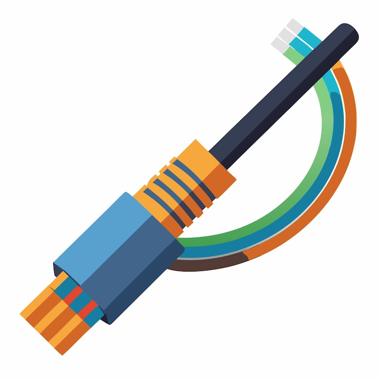 Vector diseño vectorial elegante de cables de fibra óptica para tecnología de vanguardia