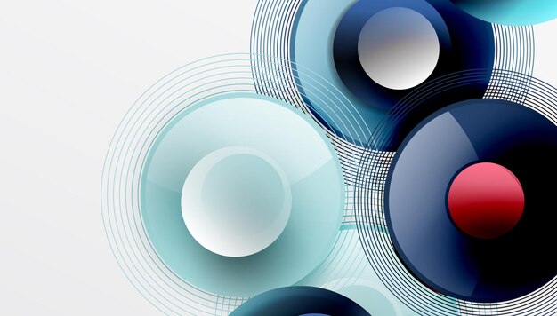 Diseño vectorial elegante con círculos superpuestos en colores vibrantes y gradientes dinámicos suaves