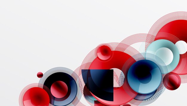 Diseño vectorial elegante con círculos superpuestos en colores vibrantes y gradientes dinámicos suaves