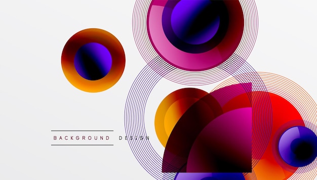 Diseño vectorial elegante con círculos superpuestos en colores vibrantes y gradientes dinámicos suaves