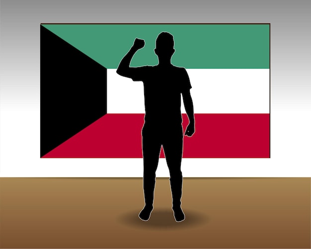 El diseño vectorial del elemento de una sola pieza de la textura del papel de la bandera de Kuwait