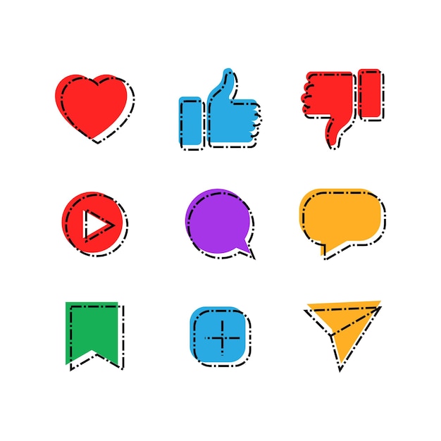 Diseño vectorial de elementos de medios sociales