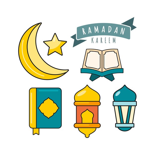 Diseño vectorial de elementos de Ramadan Kareem