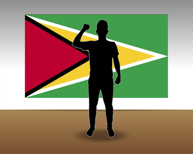 Vector diseño vectorial de elementos de una sola pieza de textura de papel de la bandera de guyana