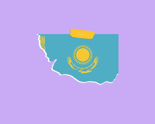 Vector diseño vectorial de elementos de una sola pieza de textura de papel de la bandera de kazajstán
