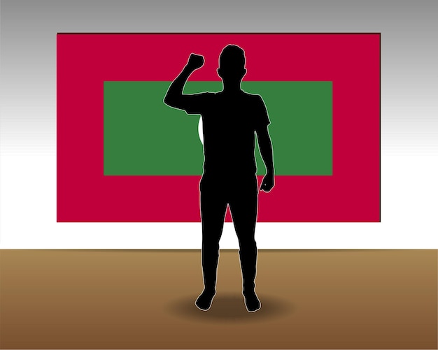 Diseño vectorial de elementos de una sola pieza de textura de papel de la bandera de las Maldivas