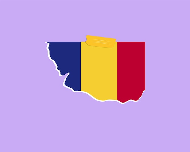 Diseño vectorial de elementos de una sola pieza de textura de papel de la bandera de Rumania