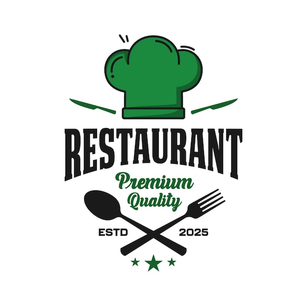 Diseño vectorial del emblema del logotipo premium del restaurante