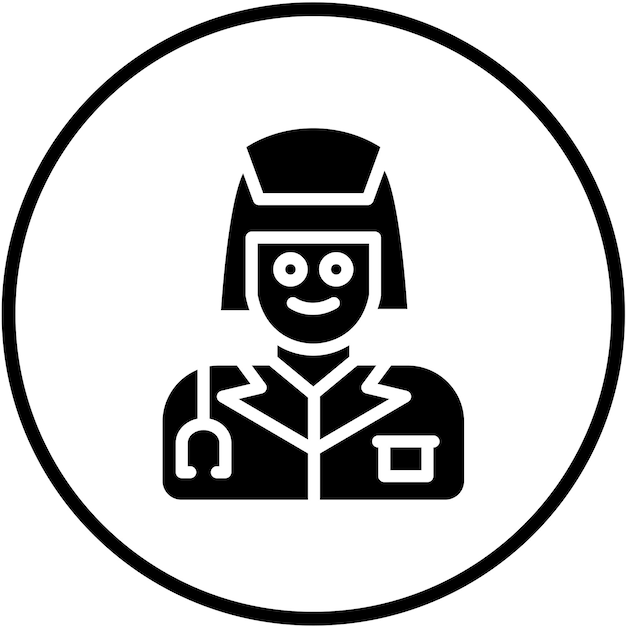 Diseño vectorial enfermera estilo de icono femenino