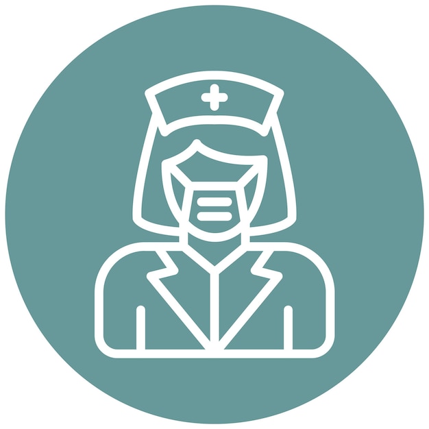 Diseño vectorial de enfermera con estilo de icono de máscara