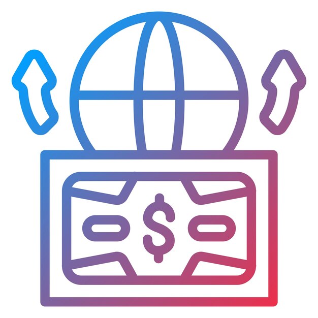 Diseño vectorial Enviar dinero al extranjero Estilo de icono