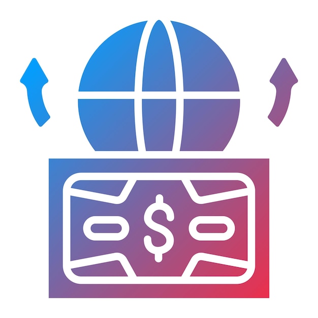 Diseño vectorial Enviar dinero al extranjero Estilo de icono