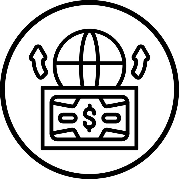 Diseño vectorial Enviar dinero al extranjero Estilo de icono