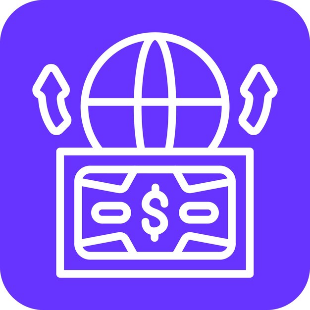 Diseño vectorial Enviar dinero al extranjero Estilo de icono
