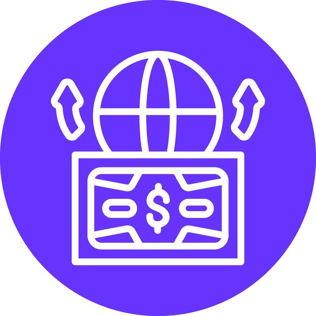 Diseño vectorial Enviar dinero al extranjero Estilo de icono