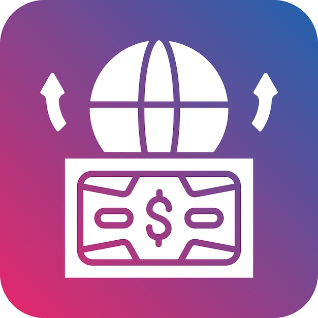 Diseño vectorial Enviar dinero al extranjero Estilo de icono