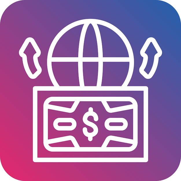 Diseño vectorial Enviar dinero al extranjero Estilo de icono