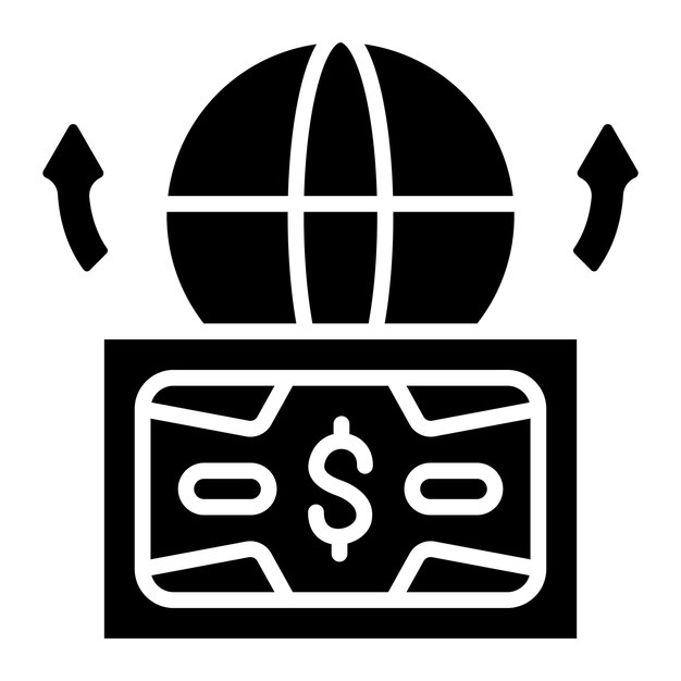 Diseño vectorial Enviar dinero al extranjero Estilo de icono