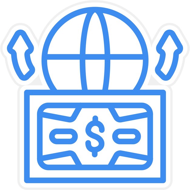 Diseño vectorial Enviar dinero al extranjero Estilo de icono
