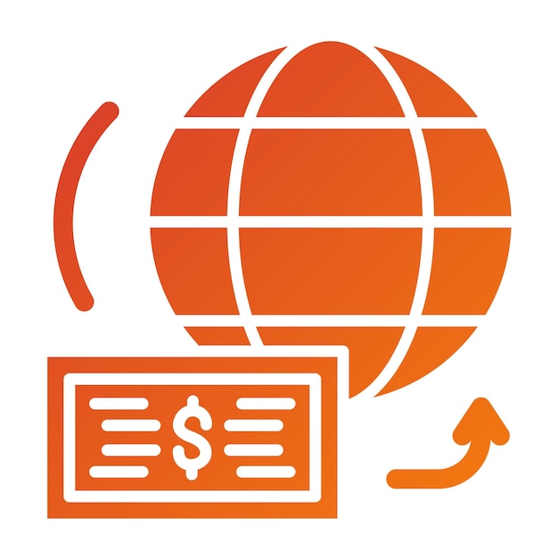 Diseño vectorial Enviar dinero al extranjero Estilo de icono