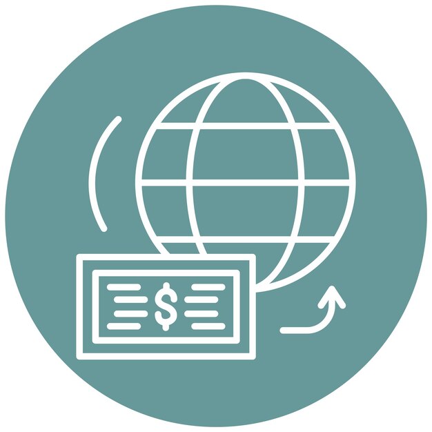 Diseño vectorial Enviar dinero al extranjero Estilo de icono