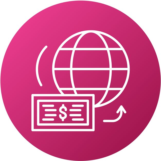 Diseño vectorial Enviar dinero al extranjero Estilo de icono