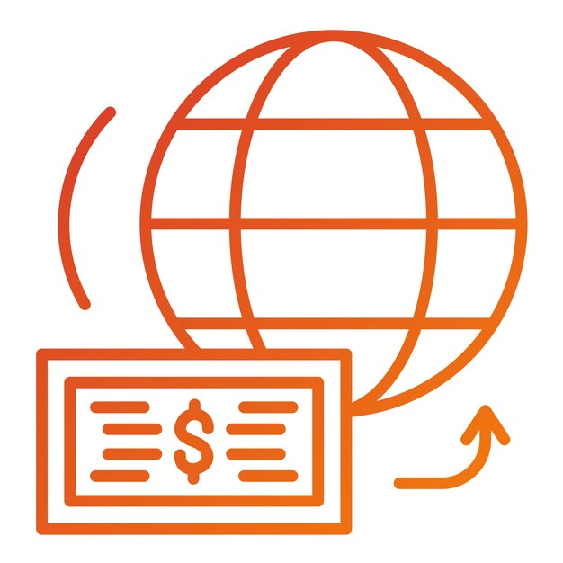 Diseño vectorial Enviar dinero al extranjero Estilo de icono