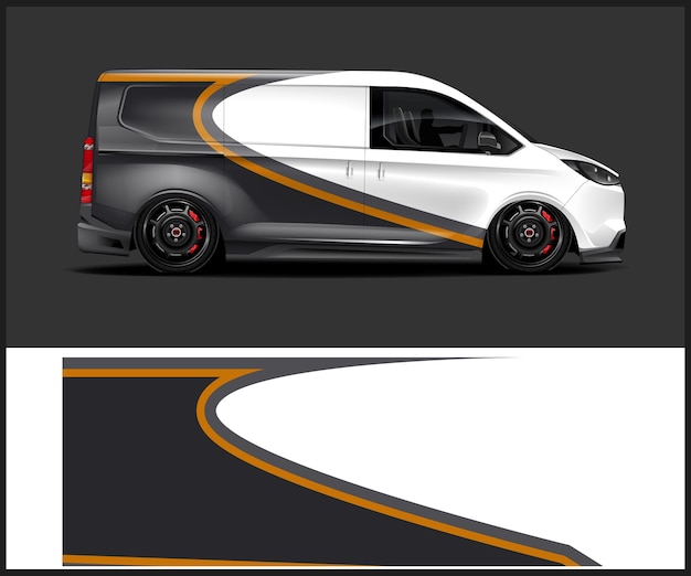 Diseño vectorial de envoltura de adhesivas para coches de carreras Diseño de envoltura para coches deportivos