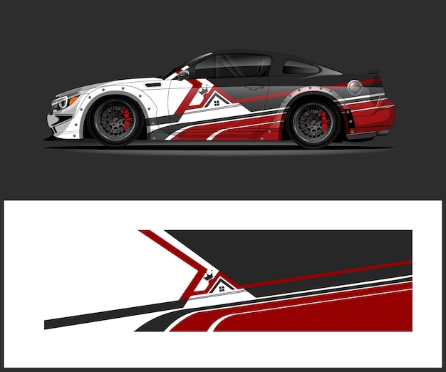 Diseño vectorial de envoltura de adhesivas para coches de carreras Diseño de envoltura para coches deportivos