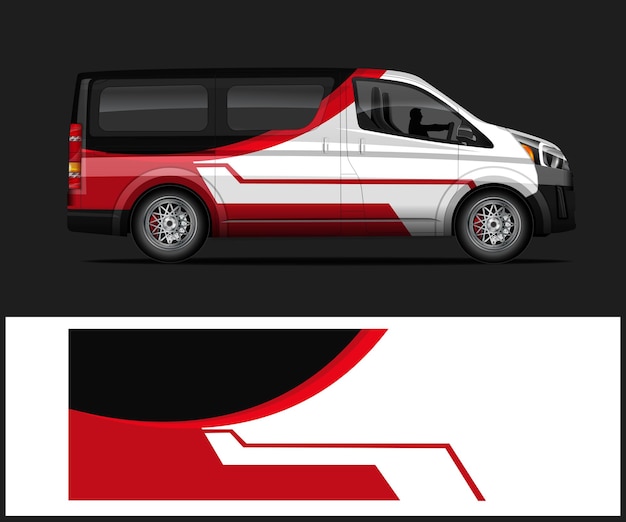 Diseño vectorial de envoltura de adhesivas para coches de carreras Diseño de envoltura para coches deportivos