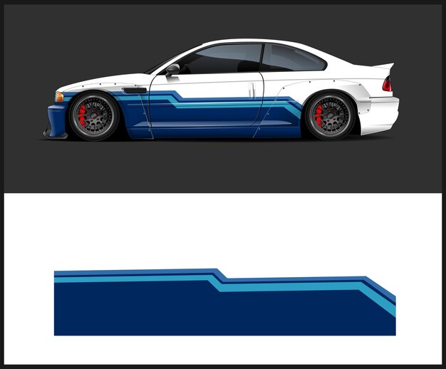 Diseño vectorial de envoltura de adhesivas para coches de carreras Diseño de envoltura para coches deportivos