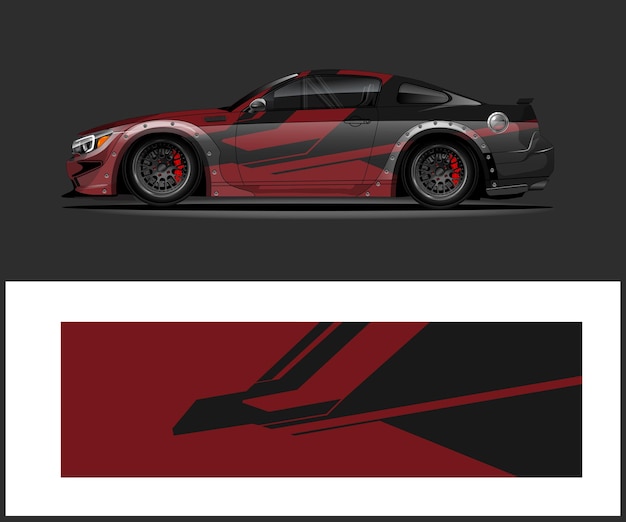 Diseño vectorial de envoltura de adhesivas para coches de carreras Diseño de envoltura para coches deportivos
