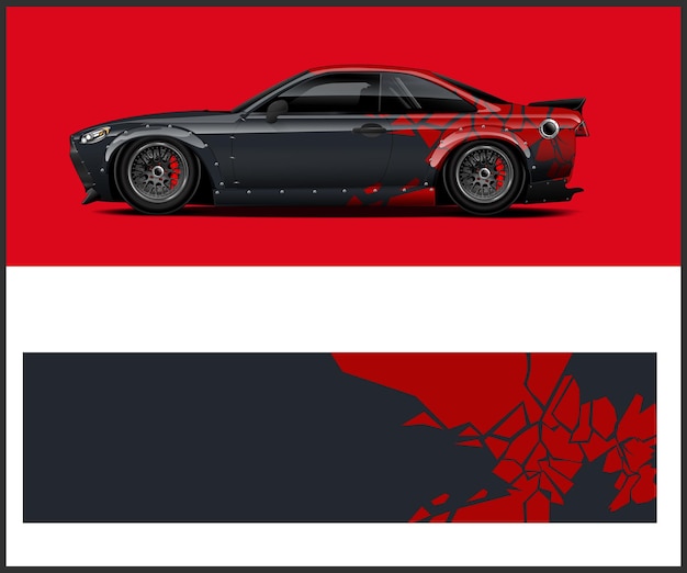 Diseño vectorial de envoltura de adhesivas para coches de carreras Diseño de envoltura para coches deportivos